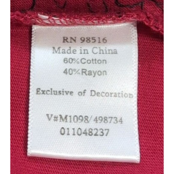 Coldwater Creek Women's Size SMALL Red & Black All Over Sequin V-Neck Top Gothic - Picture 4 of 11